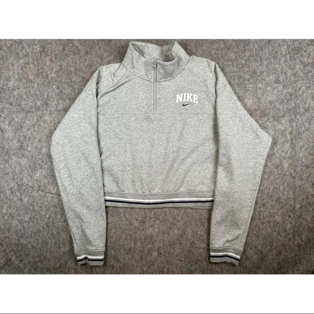 Nike 1/4‎ Zip Sweatshirt Women's XL Gray Heather Cropped Long Sleeve Sportswear